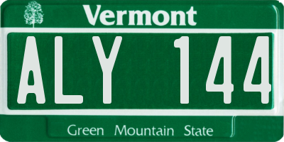 VT license plate ALY144