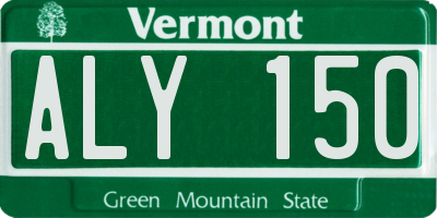 VT license plate ALY150