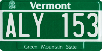VT license plate ALY153
