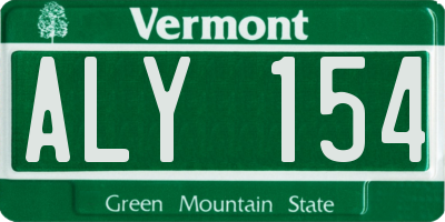 VT license plate ALY154