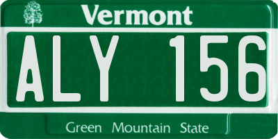 VT license plate ALY156