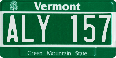 VT license plate ALY157