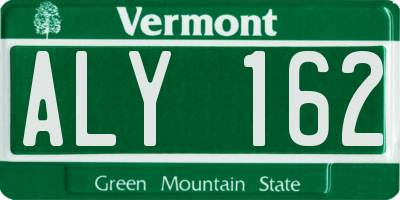 VT license plate ALY162