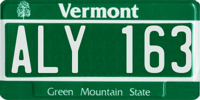 VT license plate ALY163