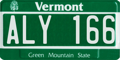 VT license plate ALY166