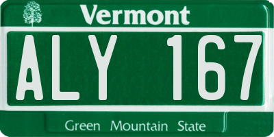 VT license plate ALY167