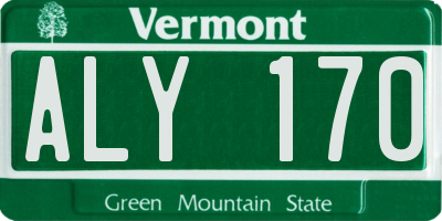 VT license plate ALY170