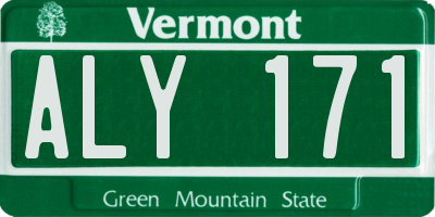 VT license plate ALY171