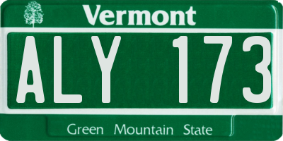 VT license plate ALY173