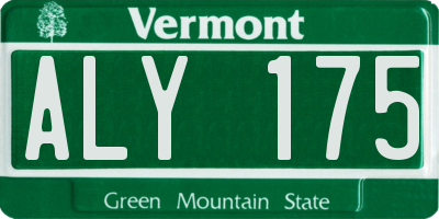 VT license plate ALY175