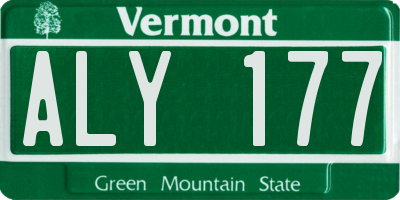 VT license plate ALY177