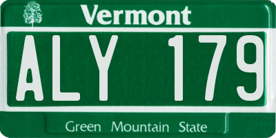 VT license plate ALY179