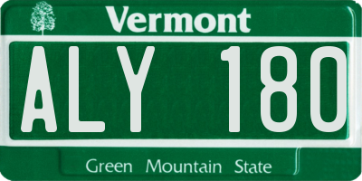 VT license plate ALY180