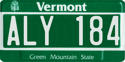 VT license plate ALY184