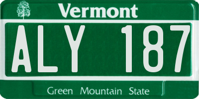 VT license plate ALY187