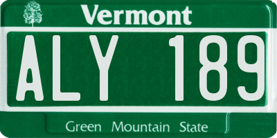 VT license plate ALY189