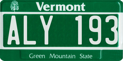 VT license plate ALY193