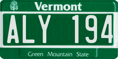 VT license plate ALY194