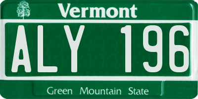 VT license plate ALY196