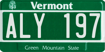 VT license plate ALY197