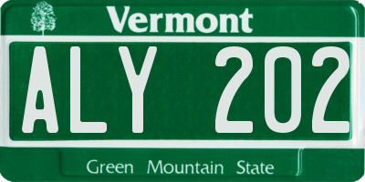 VT license plate ALY202