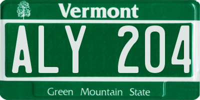 VT license plate ALY204