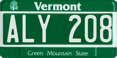 VT license plate ALY208