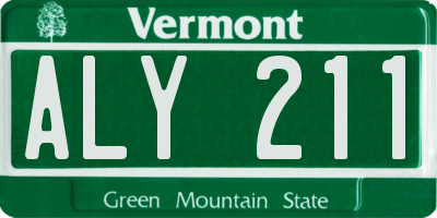VT license plate ALY211