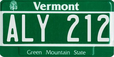 VT license plate ALY212