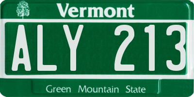 VT license plate ALY213