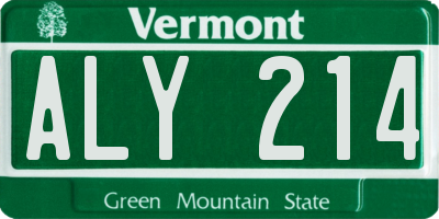 VT license plate ALY214
