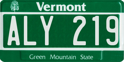 VT license plate ALY219