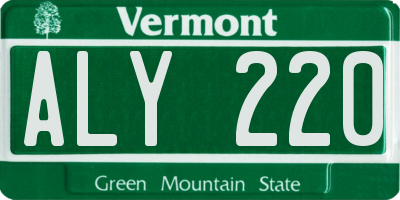VT license plate ALY220