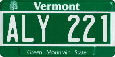 VT license plate ALY221