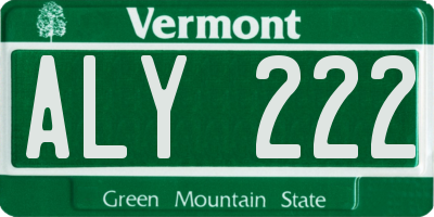 VT license plate ALY222