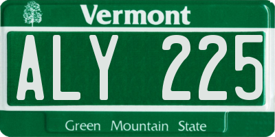 VT license plate ALY225