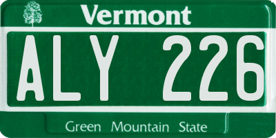 VT license plate ALY226