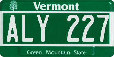 VT license plate ALY227