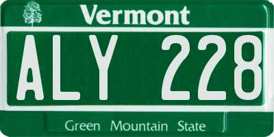 VT license plate ALY228