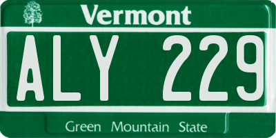 VT license plate ALY229