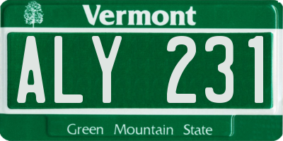 VT license plate ALY231