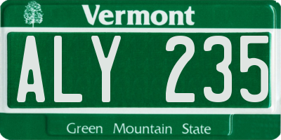 VT license plate ALY235
