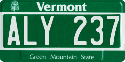 VT license plate ALY237