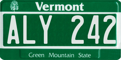 VT license plate ALY242