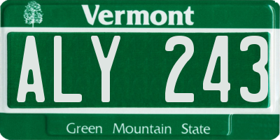 VT license plate ALY243