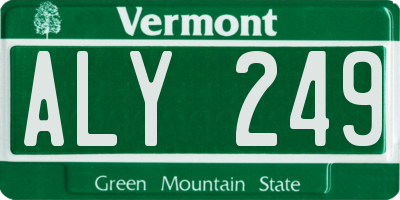 VT license plate ALY249