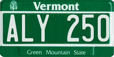 VT license plate ALY250