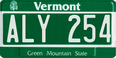 VT license plate ALY254
