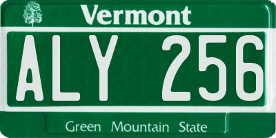 VT license plate ALY256