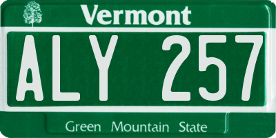 VT license plate ALY257